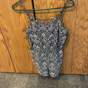 Deb Black and white design strap medium romper with side pockets